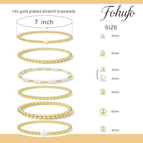 Gold Bracelets for Women Jewelry - Easter Basket Stuffers, Cross/Pearl/Beaded Bracelets Set, Dainty 14K Gold Plated Beaded Bracelets Stack, Birthday Easter Gifts for Women - color: 2Cross+3Bead+1Pearl