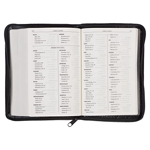 KJV Holy Bible, Compact Faux Leather Red Letter Edition - Ribbon Marker, King James Version, Black Faux Leather, Zipper Closure (KJV Compact Editions)