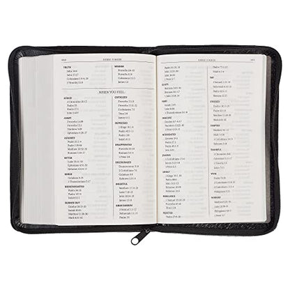 KJV Holy Bible, Compact Faux Leather Red Letter Edition - Ribbon Marker, King James Version, Black Faux Leather, Zipper Closure (KJV Compact Editions)