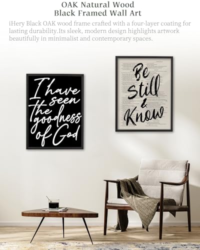 iHery 16x20in Psalm 46:10 Be Still and Know Framed Christian Wall Art - color: Black Framed Be Still, size: 20"L x 16"W