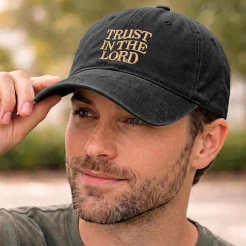 Fkatuzi Trust in The Lord Hats for Men Women Christian Jesus Faith Hats Religious God Hat Embroidered Baseball Caps Cotton - color: Black