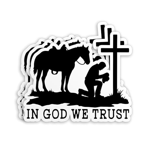 (3Pcs-2") Praying Cowboy Stickers in God We Trust Religious Christian God Jesus Waterproof Die-Cut Vinyl Sticker for Laptop Water Bottle Tumbler Kindle Decal Gift for Her Him 2 Inches - size: 2 Inches