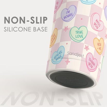 SANDJEST Heart Message Tumbler 20oz, Stainless Steel Travel Cup with Lid, Insulated Coffee Mug, Heart Gifts for Women Girls Friends Sisters on Birthday Christmas Valentine - color: Heart Message