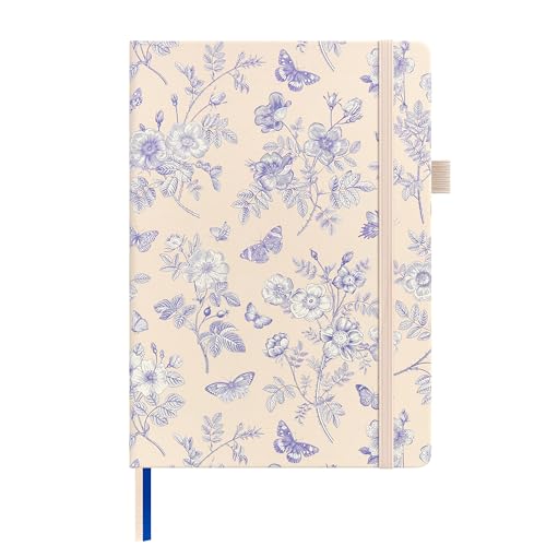 &And Per Se Lined Hardcover Notebook – A5 5.7"x8" College Ruled, 160 Pages, 100gsm Thick Paper – Aesthetic Journal for Women, Gift-Ready Planner, Everyday Writing Notebook (Blue Flowers) - color: b.Blue Flowers, style: Lined with Pattern
