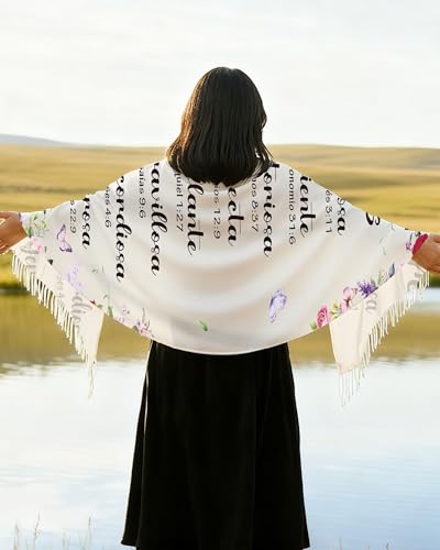 Bozidol Prayer Shawl for Women Christian Floral Cross Bible Verse Scarf Clothes for Christmas Mothers Day Birthday Gifts - color: Spanish