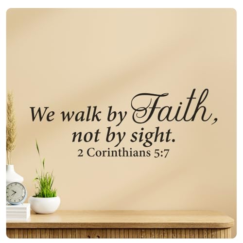 My Vinyl Story - We Walk by Faith 2 Corinthians 5:7 - Inspirational Motivational Wall Decal Sticker Quote, Religious Bible Verse Scripture Vinyl Art for Home Bedroom - Removable (Black, 36x14 inches) - color: Black, size: 36x14 inches