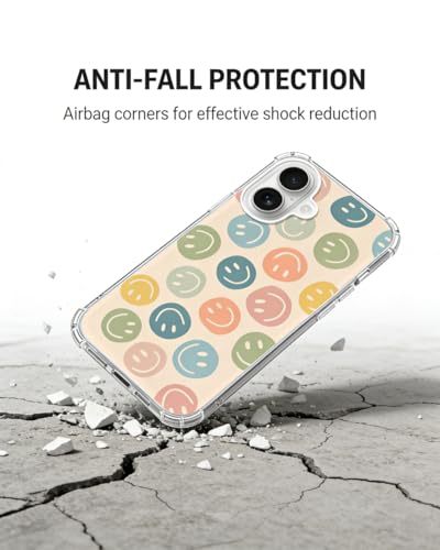 Cute Colorful Smile Face Phone Case Compatible with iPhone 17, Happy Face Phone Cover for iPhone 17 - color: Colorful Smile Face