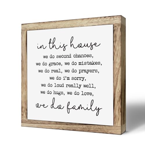 Farmhouse Home Decor, In This House We Do Family Sign,Farmhouse Family Rules Box Plaque, Inspirational Wall Art for Living Room or Front Porch, Warm Home Decoration and Housewarming Gift - color: Home 20