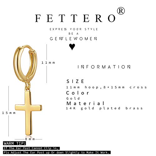 FETTERO Cross Dangle Earrings for Women Men Small Huggie Hoop Earring - style: Cross