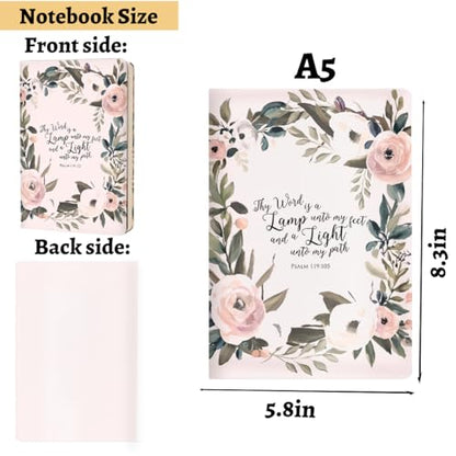 Pink Flowers Christian Hard Shell Journal Notebook 200 Sheets (5.8 x 8.3) - color: Multi 1151
