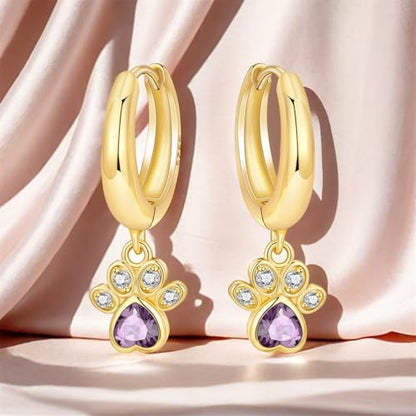 925 Sterling Silver Hoop Earrings Drop Dangle Earrings for Women Hypoallergenic Earring Trendy Huggie Earring Cute Graduation Birthday Gifts Jewelry for Women - color: Cat paw earrings