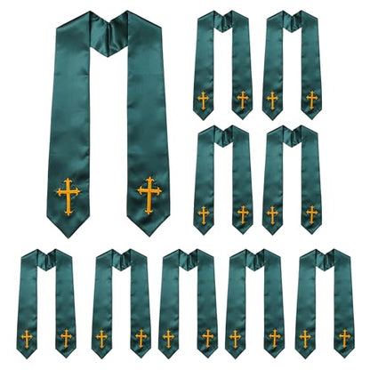 10 PC Clergy Stole & Choir Stole Bulk 60/72" - color: Forest Green, size: 60 inch