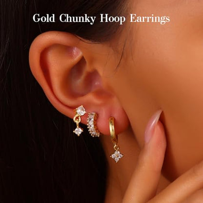 18K Gold Plated Hoop Earrings for Women, NICKEL-FREE & HYPOALLERGENIC, Timeless Jewelry Gift - color: Gold-A
