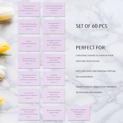 Bible Verse Cards, 60 Scripture Cards with Bible Verses - color: Lavender