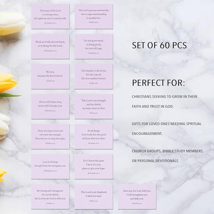 Bible Verse Cards, 60 Scripture Cards with Bible Verses - color: Lavender