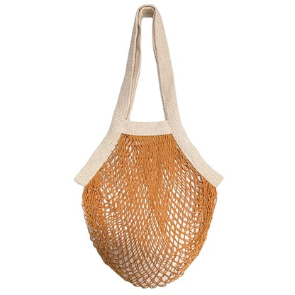 PILLOWPIA French Market Bag – Organic Cotton Tote, Handcrafted Adjustable Strap, Eco-Friendly 12-15" Farmers Market Carrier - color: Goldenrod