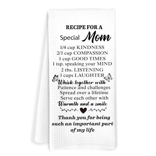 Mom Gifts Kitchen Towels, Recipe for a Special Mom Decorative Hand Tea Towels for Bathroom, Mother Gifts for Christmas Birthday from Kids Daughters Sons Dish Towel Dishcloth, 16x24 Inch - color: Mom Gifts