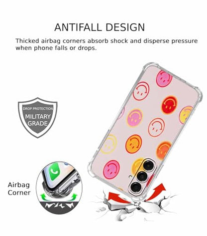 Cute Smiling Face Case Compatible with Samsung Galaxy A17,Colourful Smile Collage,Unique Trendy TPU Bumper Case,SA17 - color: Smiling Face, size: Samsung Galaxy A17