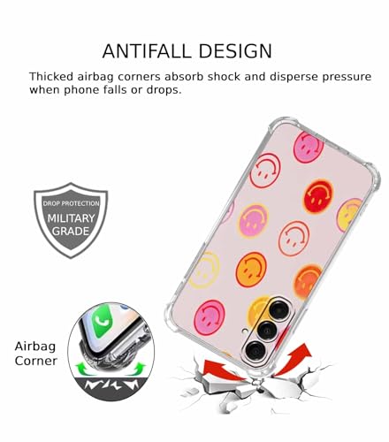 Cute Smiling Face Case Compatible with Samsung Galaxy A17,Colourful Smile Collage,Unique Trendy TPU Bumper Case,SA17 - color: Smiling Face, size: Samsung Galaxy A17