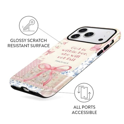 Jesus Bow Collage Phone Case for iPhone 17 Pro/Phone 18 Pro 6.3'' - color: Bible verses pink bow, size: iPhone 17 Pro/Phone 18 Pro