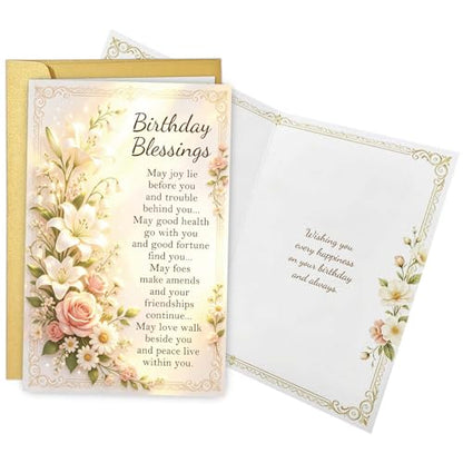 Qiliji Religious Birthday Blessings Card, Christian Birthday Card for Men Women, Religious Bday Cards Gifts Friend Coworker Family - color: Birthday Blessings