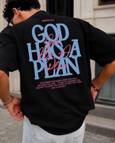 KUYIGO Men's Christian Faith Graphic T Shirt Scripture Crewneck Tee - color: Black, size: XX-Large