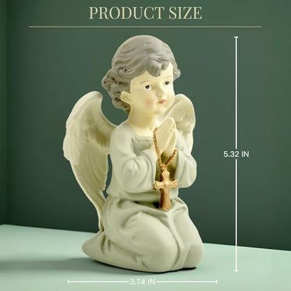 Praying Angel Figurine with Cross, Kneeling Angel Statue, 5.32 Inch - color: Kneeling Angel With Cross
