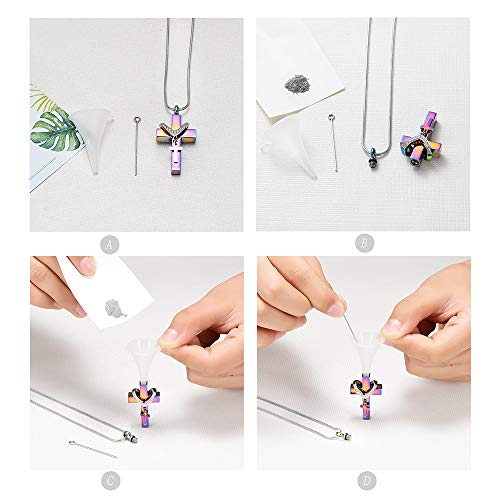Cremation Jewelry for Ashes Pendant - Cross Urn Necklace with Mini Keepsake Urn Memorial Ash Jewelry - color: Colorful