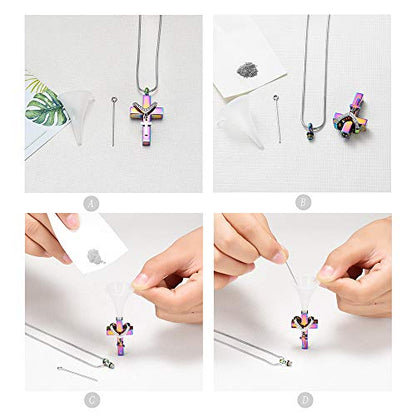 Cremation Jewelry for Ashes Pendant - Cross Urn Necklace with Mini Keepsake Urn Memorial Ash Jewelry - color: Colorful