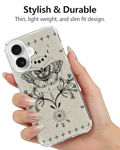 Magical Moth Plant Phone Case Compatible with iPhone 17, Witchy Moon Stars Mystic Eyes Phone Cover for iPhone 17 - color: Witchy Moth Plant