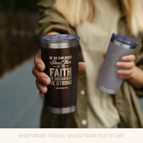 Christian Art Gifts Stainless Steel Double-Wall Vacuum Insulated Travel Mug 18 oz Gray Tumbler with Retractable Lid for Women and Men Bible Verse - Trust in the Lord - Proverbs 3:5 - color: Gray/Trust In The Lord