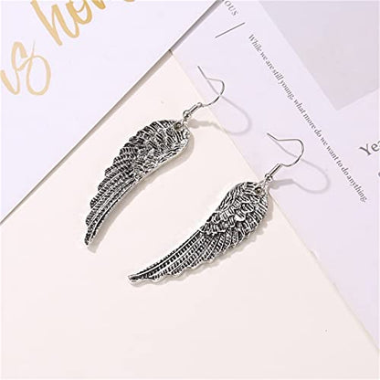 coadipress Angel Wing Earrings for Women Unique Silver Plated Fairy Feather Guardian Dangle Drop Hook Earrings Jewelry - color: Silver Wing