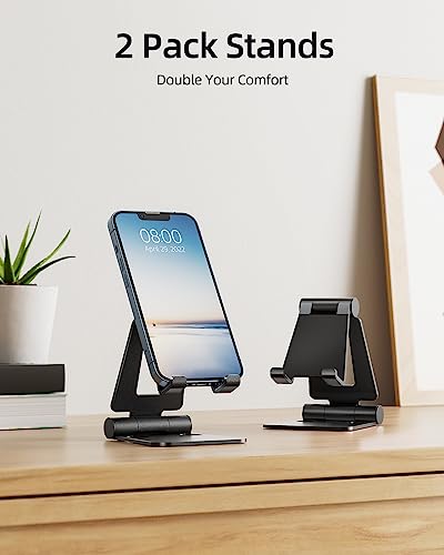 Nulaxy 2 Pack Aluminum Dual Folding Cell Phone Stanr for Desk, Black&Black - color: C-Black