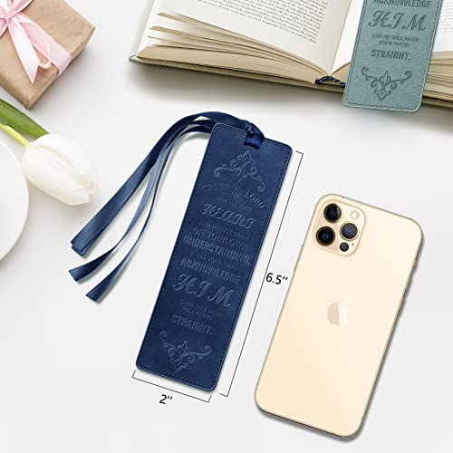 FINPAC Leather Bible Bookmarks, Bible Verse Book Markers - color: Turquoise + Navy
