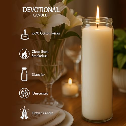 12 PCS White Candles in Glass, 2 Inch x 8 Inch Unscented Prayer Candle,Suitable for Various Occasions Such as: Memorials, Religious, Catholicism, Churches, Altars, Vigils, etc.