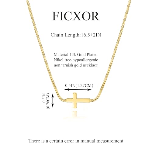Cross Necklace for Women,Dainty 14k Gold Plated Pendant Necklaces - color: Gold-12