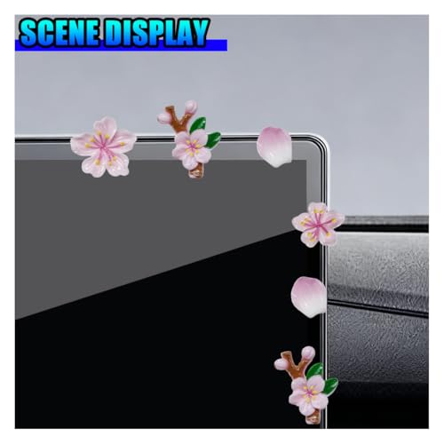 5PCS Peach Blossoms Car Dashboard Decoration (Pink) - color: Pink