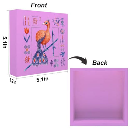 Mahjong Bird Bam Desk Sign Wooden Box Sign Table Decoration Pink - color: pink 1481