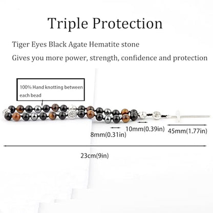 KIKILA Handmade 8mm Anglican Prayer Beads Rosary Natural Stone Beads with Cross Custom Rosary - style: Triple Protection