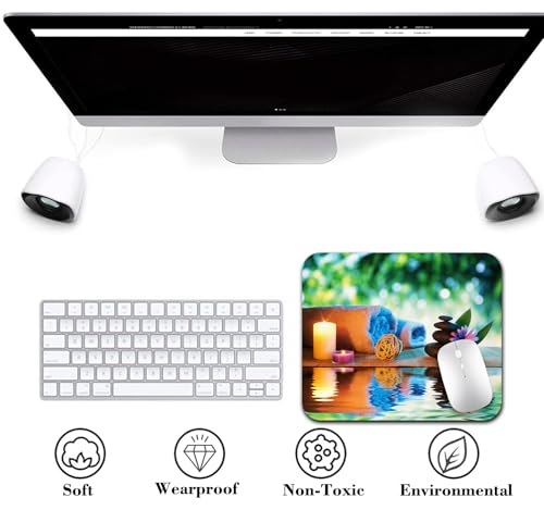 Candles Meditation Stones Mouse Pad, Culture Inspiration Desk Mat - color: Cute Colorful Art Rec14