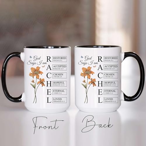Personalized God Says I Am Mug - Custom Bible Verse Birth Flower Cup - Christian Coffee Mug - Religious Gift for Women - color: GOD-IAM-M1