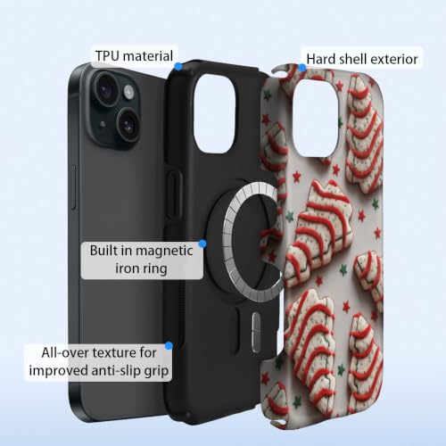 Compatible with iPhone 15 Case,Wireless Charging Compatible,Patented 2‑in‑1 Dual‑Layer Protection, Hot Transfer Print Hard Shell Cover - Christmas Dim Sum Biscuits - color: Christmas Dim sum biscuits, size: iPhone 15