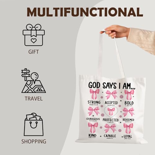 FBB Christian What's the Best that Could Happen Inspirational Tote Bag - color: God Say I Am - 1