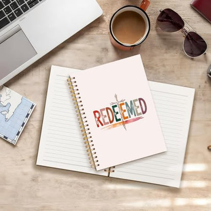 Retro Boho Christian Notebook Journal, Christian Religious Gifts, Redeemed Jesus Bible Spiral Hardcover Notebook Journal for Church Notes Study Office Work, 5.5x8.3 Inch - color: The Redeemer