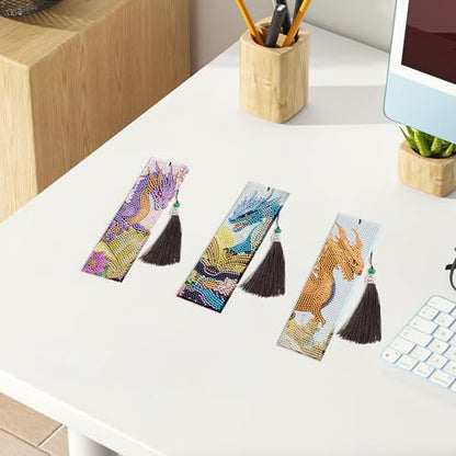 Dragon Diamond Art Bookmarks, Diamond Painting Book Marks for Adults - style: Dragon 8pcs