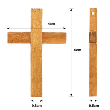 meekoo Natural Wooden Cross Bulk Pendants Mini Cross Beads Bulk for DIY Crafts Jewelry Making - color: Coffee, size: 1.57 x 2.36 x 0.2 Inch