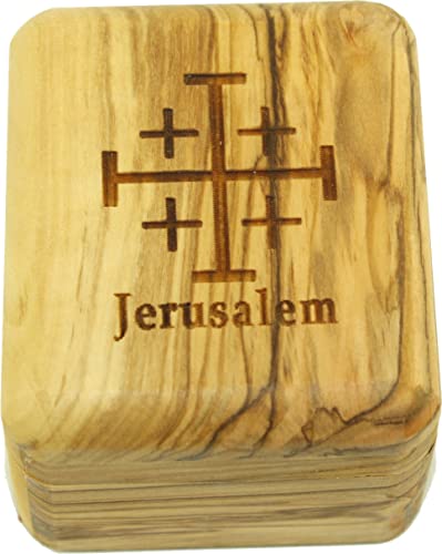 Holy Land Market First Communion Box - Rosary Box - Bethlehem Olive Wood - color: Jerusalem Cross - Laser