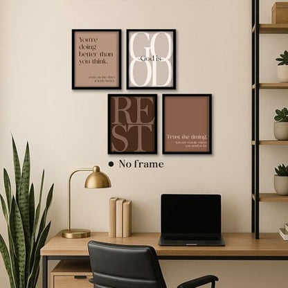WEFKODO Bible Verse Christian Wall Art God Is Good Posters Prints Brown - color: god good