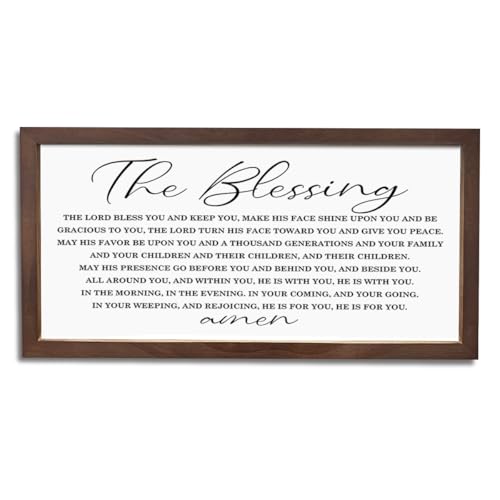 Christian Wall Art, Religious Decor Sign, Home Decors for Living Room Bedroom Dining Room, Farmhouse Wood Framed Sign 15×7.5×0.3 inches, Christian Song Lyrics Wall Decor, The Blessing Wood Signs - color: color 14