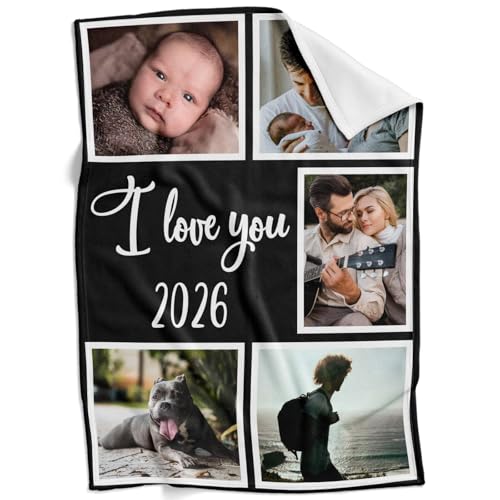 inkArts Custom Blanket with Photo, Personalized Blanket, Customized Photo Blankets, Custom Picture Blankets, Personalized Photo Gifts for Women Men Mom Dad Baby Kid Family Pet - color: 5 Photos